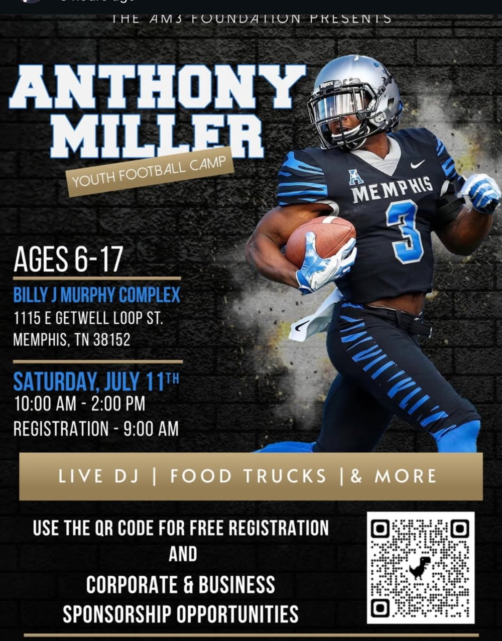 Anthony Miller Youth Football Camp flyer